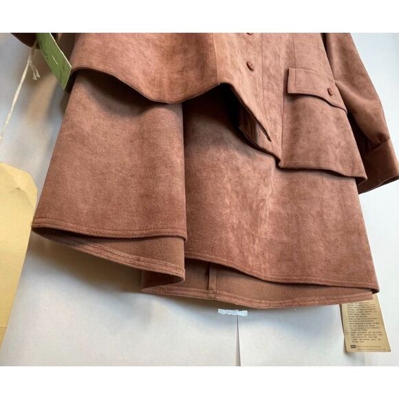 NWT Vintage MOLLIE PARNIS Skirt Suit Size16 Brown Ultra Suede Leather Dead Stock - Picture 9 of 16